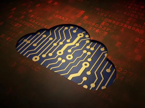 Cloud technology concept: Cloud on digital screen background Illustrazione stock