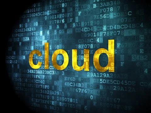 Cloud technology concept: Cloud on digital background Stock Illustration