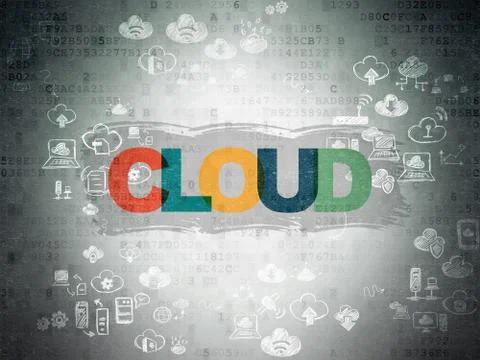 Cloud technology concept: Cloud on Digital Paper background イラスト素材