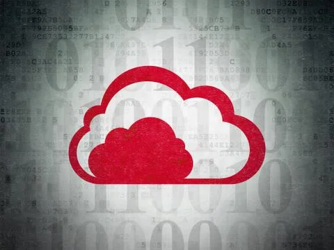 Cloud technology concept: Cloud on Digital Data Paper background Illustrazione stock