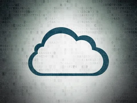 Cloud technology concept: Cloud on Digital Data Paper background Illustrazione stock