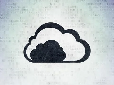 Cloud technology concept: Cloud on Digital Data Paper background Illustrazione stock