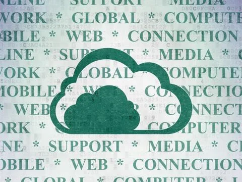 Cloud technology concept: Cloud on Digital Data Paper background Stock Illustration