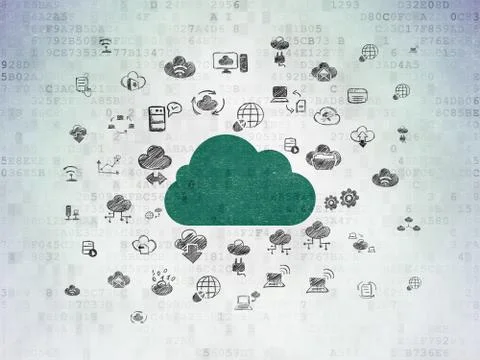 Cloud technology concept: Cloud on Digital Data Paper background Stock Illustration