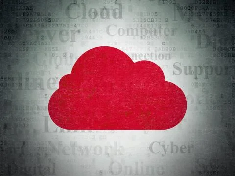 Cloud technology concept: Cloud on Digital Data Paper background Illustrazione stock