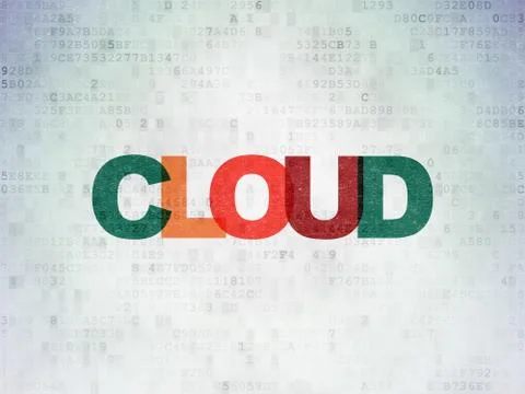 Cloud technology concept: Cloud on Digital Data Paper background イラスト素材