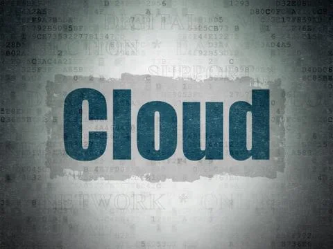 Cloud technology concept: Cloud on Digital Data Paper background Illustrazione stock
