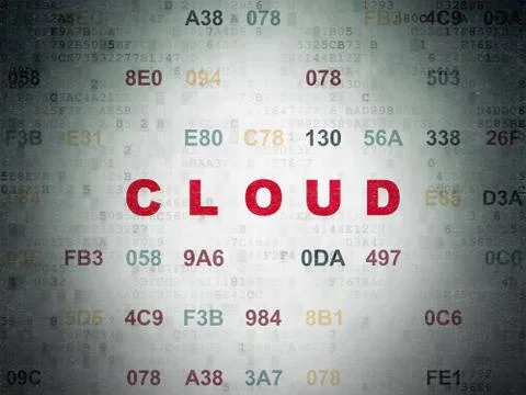 Cloud technology concept: Cloud on Digital Data Paper background 스톡 일러스트
