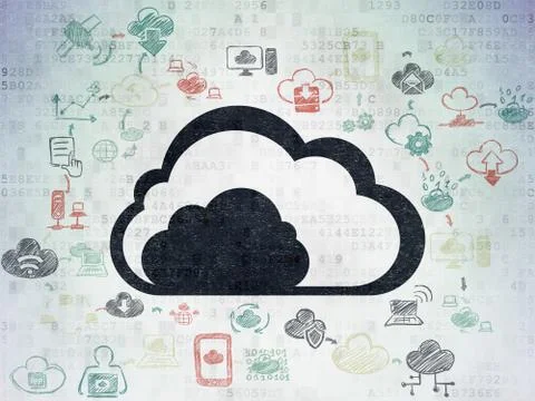 Cloud technology concept: Cloud on Digital Data Paper background Stock Illustration
