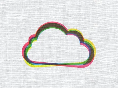 Cloud technology concept: Cloud on fabric texture background 스톡 일러스트
