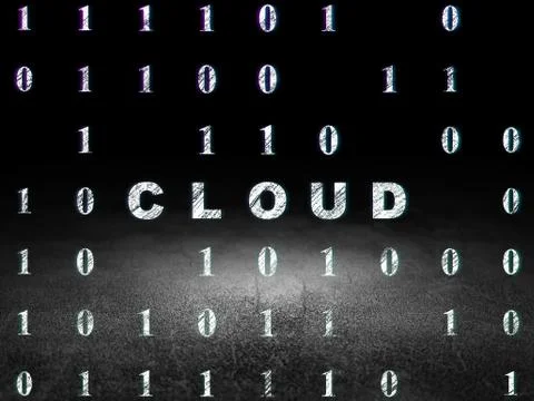Cloud technology concept: Cloud in grunge dark room Stock Illustration