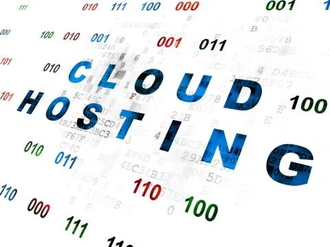 Cloud technology concept: Cloud Hosting on Digital background 스톡 일러스트