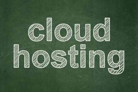 Cloud technology concept: Cloud Hosting on chalkboard background Illustrazione stock