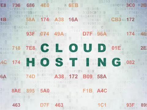 Cloud technology concept: Cloud Hosting on Digital Data Paper background イラスト素材