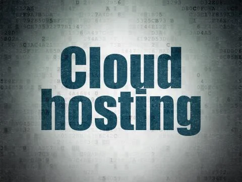 Cloud technology concept: Cloud Hosting on Digital Data Paper background Stockillustratie
