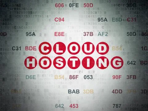 Cloud technology concept: Cloud Hosting on Digital Data Paper background Illustrazione stock