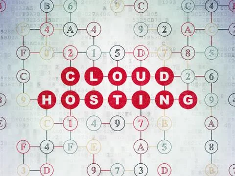 Cloud technology concept: Cloud Hosting on Digital Data Paper background Stock Illustration