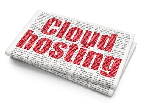 Cloud technology concept: Cloud Hosting on Newspaper background 스톡 일러스트