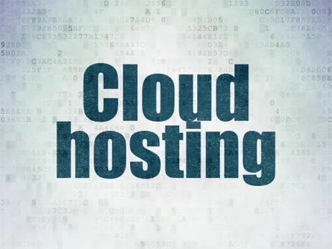 Cloud technology concept: Cloud Hosting on Digital Data Paper background Illustrazione stock