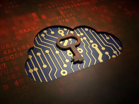 Cloud technology concept: Cloud With Key on digital screen background Stock Illustration