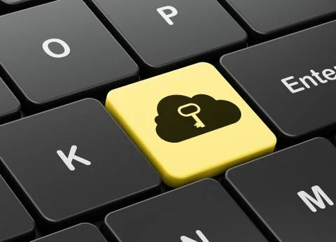 Cloud technology concept: Cloud With Key on computer keyboard background Stock Illustration