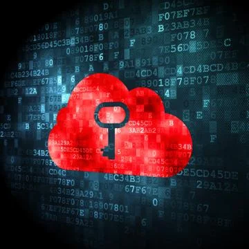 Cloud technology concept: Cloud With Key on digital background Stock Illustration