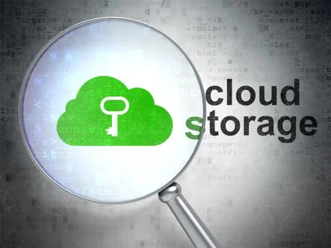 Cloud technology concept: Cloud With Key and Cloud Storage イラスト素材