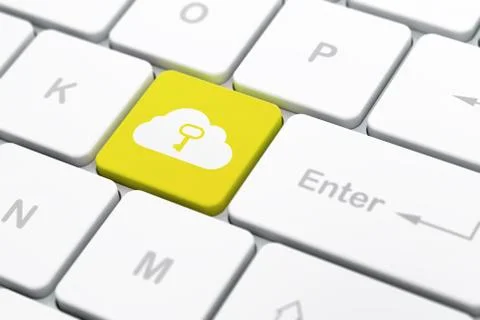 Cloud technology concept: Cloud With Key on computer keyboard ba Stock Illustration