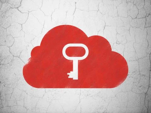 Cloud technology concept: Cloud With Key on wall background Stock Illustration