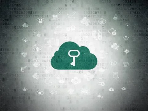 Cloud technology concept: Cloud With Key on Digital Data Paper background Stock Illustration