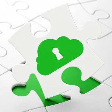 Cloud technology concept: Cloud With Keyhole on puzzle background Stock Illustration