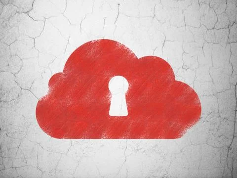 Cloud technology concept: Cloud With Keyhole on wall background イラスト素材
