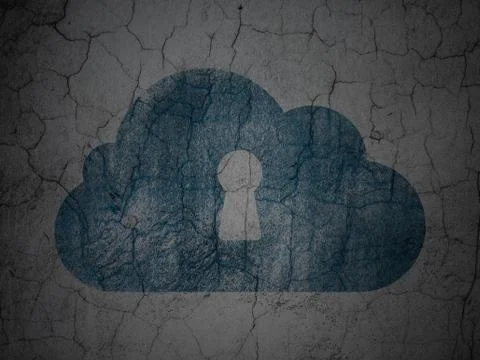 Cloud technology concept: Cloud With Keyhole on grunge wall background Stock Illustration
