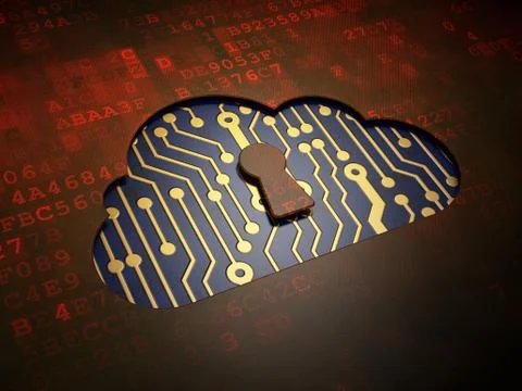 Cloud technology concept: Cloud With Keyhole on digital screen background Stock Illustration