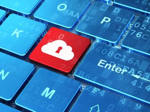 Cloud technology concept: Cloud With Keyhole on computer keyboard background Stock Illustration