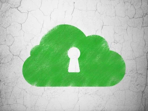 Cloud technology concept: Cloud With Keyhole on wall background イラスト素材