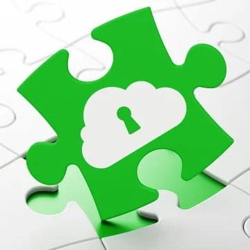 Cloud technology concept: Cloud With Keyhole on puzzle Illustrazione stock