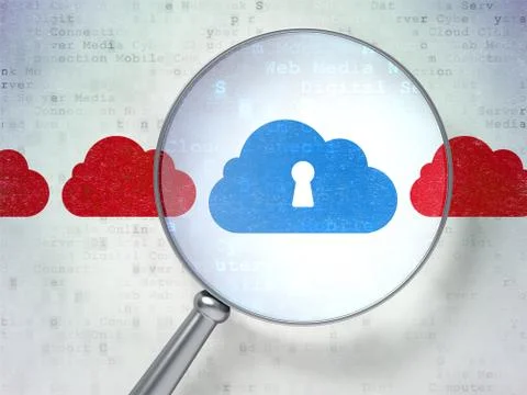 Cloud technology concept: Cloud With Keyhole with optical glass イラスト素材