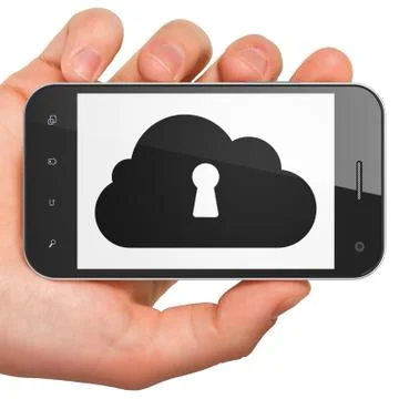 Cloud technology concept: Cloud With Keyhole on smartphone イラスト素材