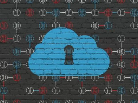 Cloud technology concept: Cloud With Keyhole on wall background Stock Illustration