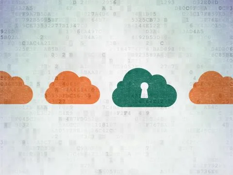 Cloud technology concept: cloud with keyhole icon on Digital Ilustração Stock