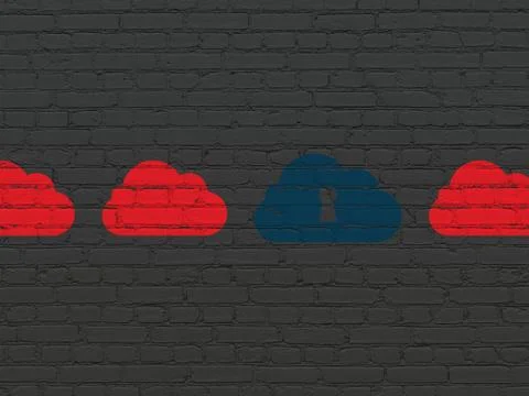 Cloud technology concept: cloud with keyhole icon on wall イラスト素材