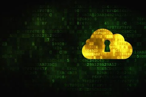 Cloud technology concept: Cloud With Keyhole on digital background Illustrazione stock
