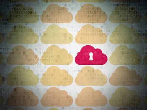 Cloud technology concept: cloud with keyhole icon on Digital Data Paper イラスト素材
