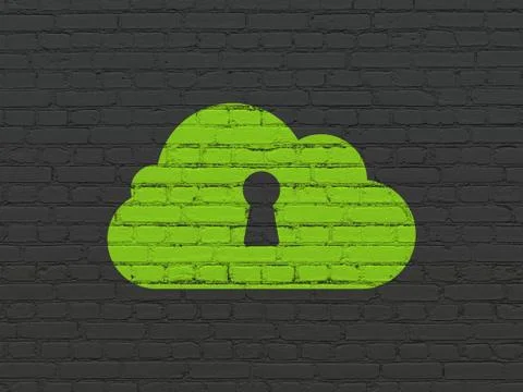 Cloud technology concept: Cloud With Keyhole on wall background Stock Illustration