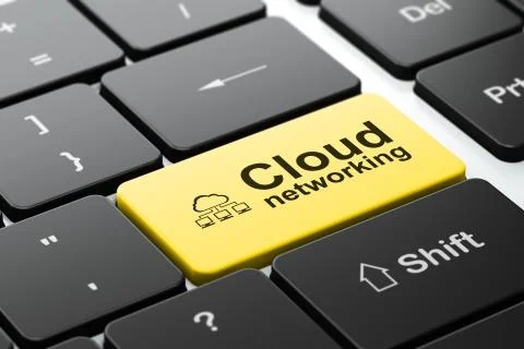 Cloud technology concept: Cloud Network and Cloud Networking on computer Illustrazione stock