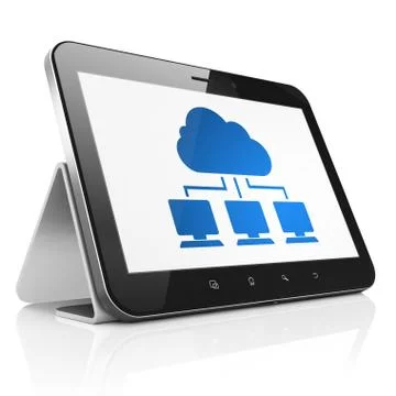 Cloud technology concept: Cloud Network on tablet pc computer Illustrazione stock