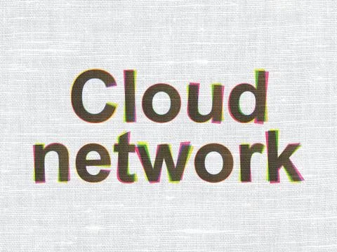 Cloud technology concept: Cloud Network on fabric texture background 스톡 일러스트
