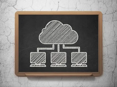 Cloud technology concept: Cloud Network on chalkboard background Stock Illustration