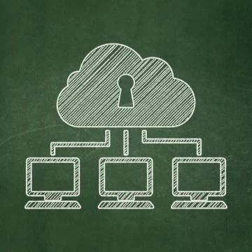 Cloud technology concept: Cloud Network on chalkboard background イラスト素材